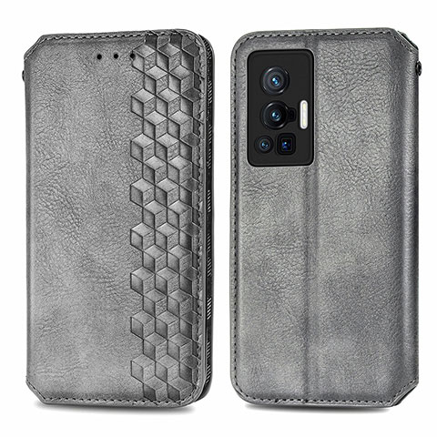 Funda de Cuero Cartera con Soporte Carcasa S01D para Vivo X70 Pro 5G Gris