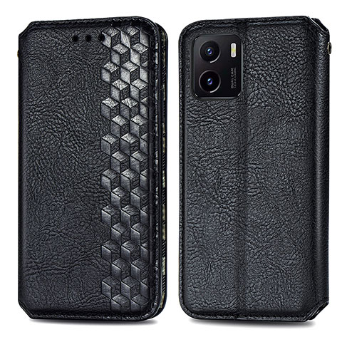 Funda de Cuero Cartera con Soporte Carcasa S01D para Vivo Y10 t1 Negro