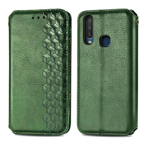 Funda de Cuero Cartera con Soporte Carcasa S01D para Vivo Y11 Verde