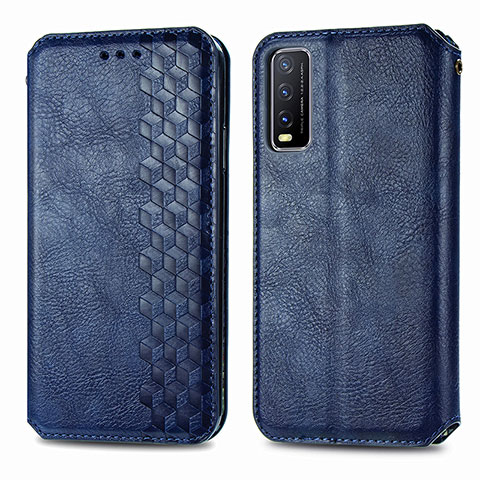 Funda de Cuero Cartera con Soporte Carcasa S01D para Vivo Y11s Azul