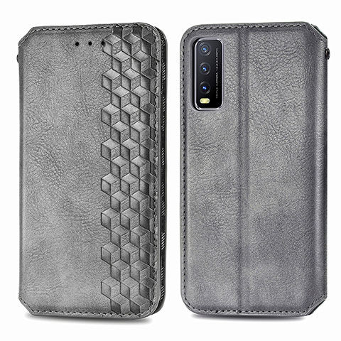 Funda de Cuero Cartera con Soporte Carcasa S01D para Vivo Y12G Gris