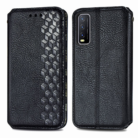 Funda de Cuero Cartera con Soporte Carcasa S01D para Vivo Y12G Negro