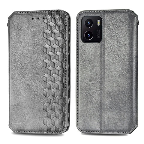 Funda de Cuero Cartera con Soporte Carcasa S01D para Vivo Y15C Gris