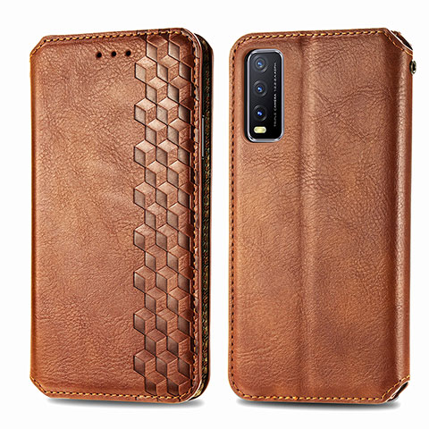 Funda de Cuero Cartera con Soporte Carcasa S01D para Vivo Y20a Marron