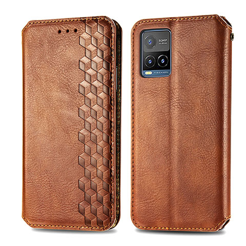 Funda de Cuero Cartera con Soporte Carcasa S01D para Vivo Y21 Marron