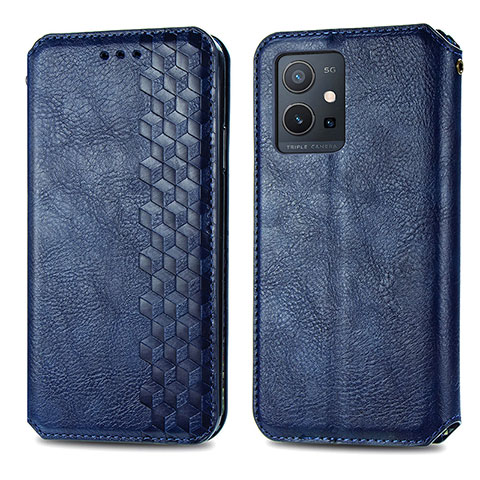 Funda de Cuero Cartera con Soporte Carcasa S01D para Vivo Y33e 5G Azul