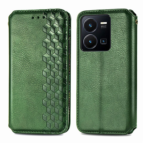 Funda de Cuero Cartera con Soporte Carcasa S01D para Vivo Y35 4G Verde