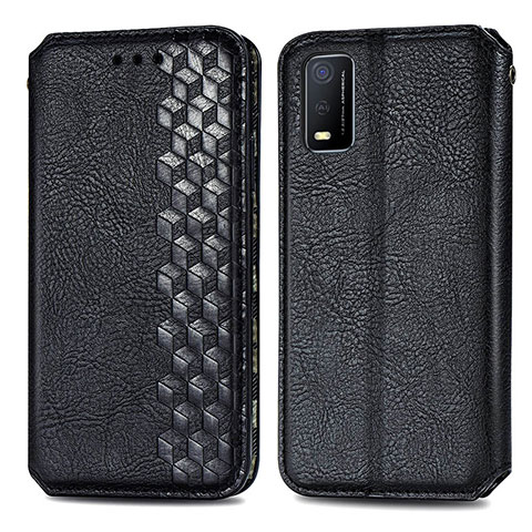 Funda de Cuero Cartera con Soporte Carcasa S01D para Vivo Y3s (2021) Negro