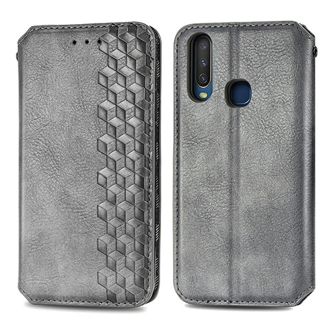 Funda de Cuero Cartera con Soporte Carcasa S01D para Vivo Y3s Gris