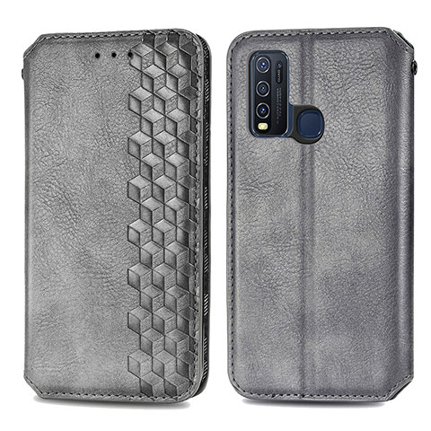 Funda de Cuero Cartera con Soporte Carcasa S01D para Vivo Y50 Gris