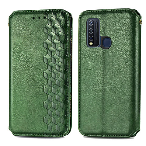 Funda de Cuero Cartera con Soporte Carcasa S01D para Vivo Y50 Verde