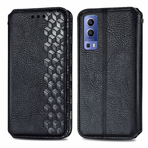 Funda de Cuero Cartera con Soporte Carcasa S01D para Vivo Y52 5G Negro