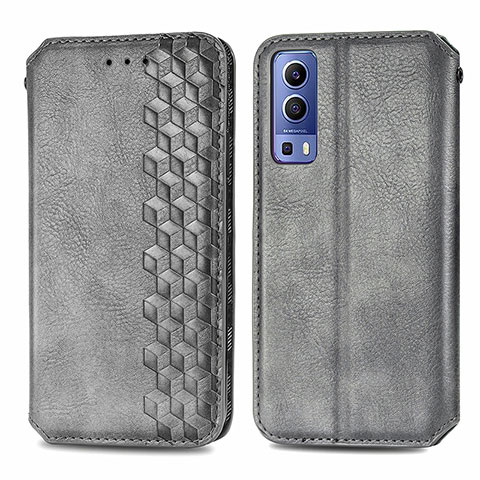 Funda de Cuero Cartera con Soporte Carcasa S01D para Vivo Y72 5G Gris