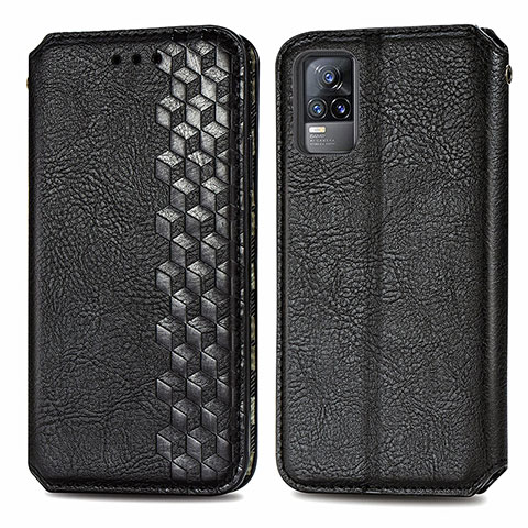 Funda de Cuero Cartera con Soporte Carcasa S01D para Vivo Y73 (2021) Negro