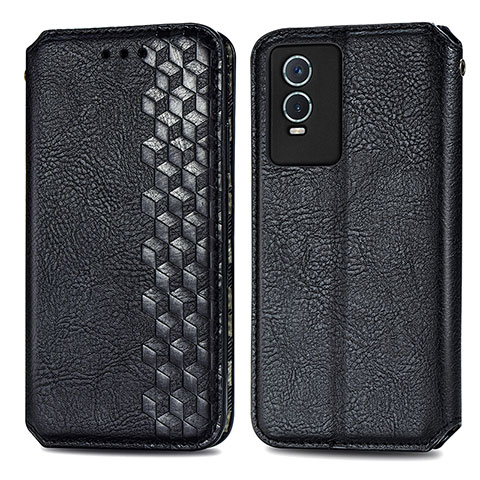 Funda de Cuero Cartera con Soporte Carcasa S01D para Vivo Y74s 5G Negro