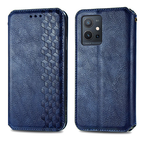 Funda de Cuero Cartera con Soporte Carcasa S01D para Vivo Y75 5G Azul