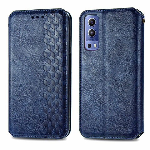 Funda de Cuero Cartera con Soporte Carcasa S01D para Vivo Y75s 5G Azul