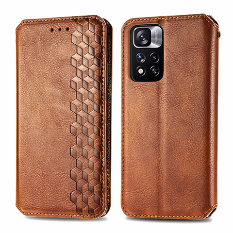 Funda de Cuero Cartera con Soporte Carcasa S01D para Xiaomi Mi 11i 5G (2022) Marron