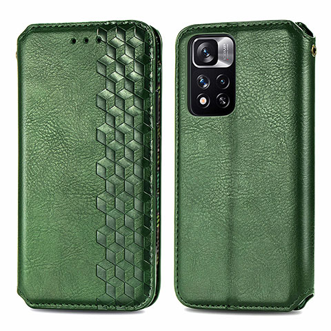 Funda de Cuero Cartera con Soporte Carcasa S01D para Xiaomi Mi 11i 5G (2022) Verde