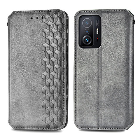 Funda de Cuero Cartera con Soporte Carcasa S01D para Xiaomi Mi 11T 5G Gris