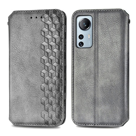 Funda de Cuero Cartera con Soporte Carcasa S01D para Xiaomi Mi 12 5G Gris