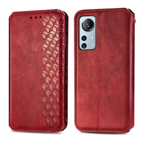 Funda de Cuero Cartera con Soporte Carcasa S01D para Xiaomi Mi 12 5G Rojo