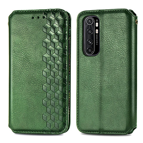 Funda de Cuero Cartera con Soporte Carcasa S01D para Xiaomi Mi Note 10 Lite Verde