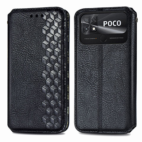 Funda de Cuero Cartera con Soporte Carcasa S01D para Xiaomi Poco C40 Negro