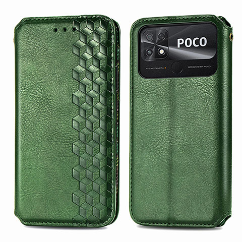 Funda de Cuero Cartera con Soporte Carcasa S01D para Xiaomi Poco C40 Verde