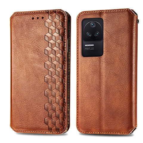 Funda de Cuero Cartera con Soporte Carcasa S01D para Xiaomi Poco F4 5G Marron