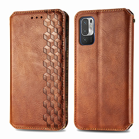 Funda de Cuero Cartera con Soporte Carcasa S01D para Xiaomi POCO M3 Pro 5G Marron