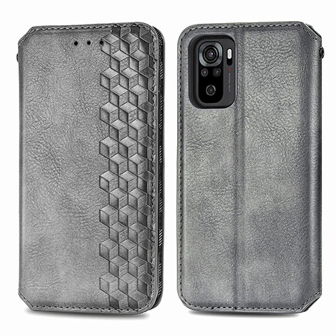 Funda de Cuero Cartera con Soporte Carcasa S01D para Xiaomi Poco M5S Gris