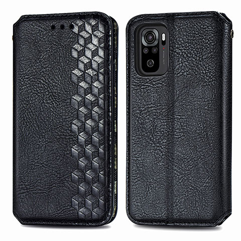 Funda de Cuero Cartera con Soporte Carcasa S01D para Xiaomi Poco M5S Negro