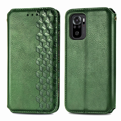 Funda de Cuero Cartera con Soporte Carcasa S01D para Xiaomi Poco M5S Verde