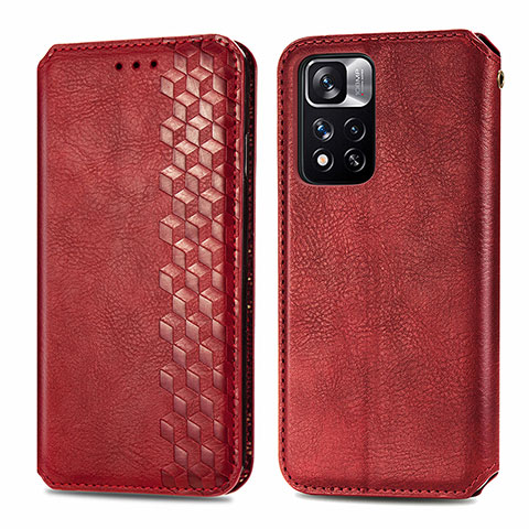 Funda de Cuero Cartera con Soporte Carcasa S01D para Xiaomi Poco X4 NFC Rojo