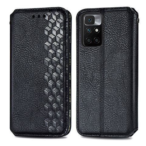 Funda de Cuero Cartera con Soporte Carcasa S01D para Xiaomi Redmi 10 (2022) Negro