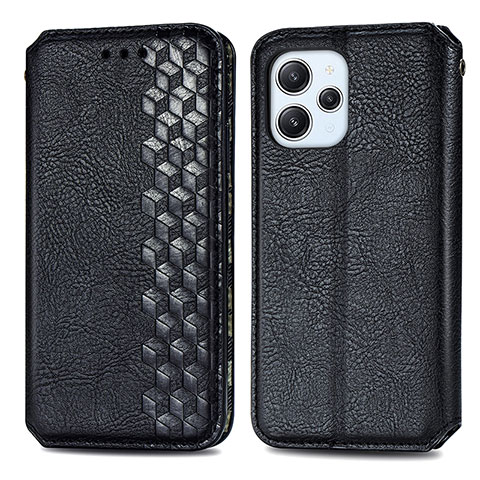 Funda de Cuero Cartera con Soporte Carcasa S01D para Xiaomi Redmi 12 4G Negro