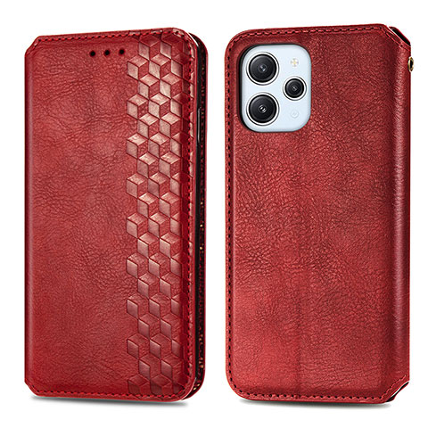 Funda de Cuero Cartera con Soporte Carcasa S01D para Xiaomi Redmi 12 4G Rojo