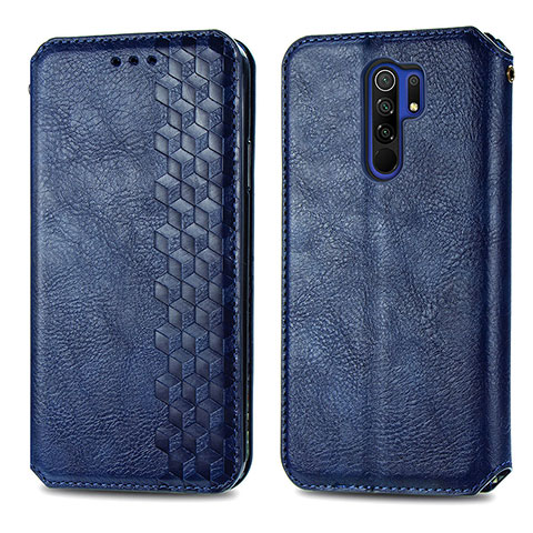 Funda de Cuero Cartera con Soporte Carcasa S01D para Xiaomi Redmi 9 Azul