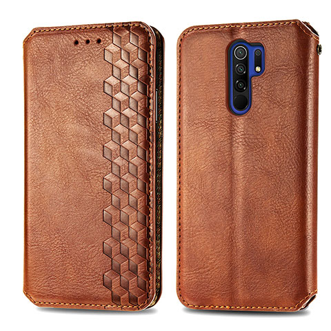 Funda de Cuero Cartera con Soporte Carcasa S01D para Xiaomi Redmi 9 Marron