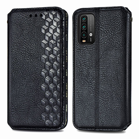 Funda de Cuero Cartera con Soporte Carcasa S01D para Xiaomi Redmi 9 Power Negro