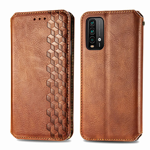 Funda de Cuero Cartera con Soporte Carcasa S01D para Xiaomi Redmi 9T 4G Marron