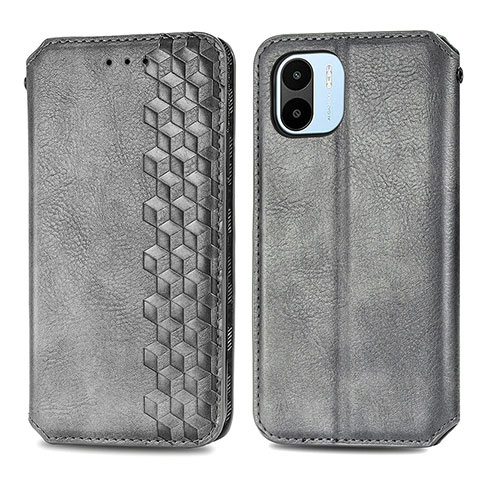 Funda de Cuero Cartera con Soporte Carcasa S01D para Xiaomi Redmi A1 Gris