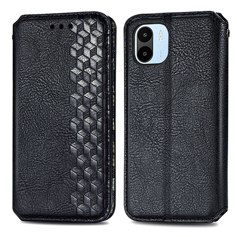 Funda de Cuero Cartera con Soporte Carcasa S01D para Xiaomi Redmi A1 Negro