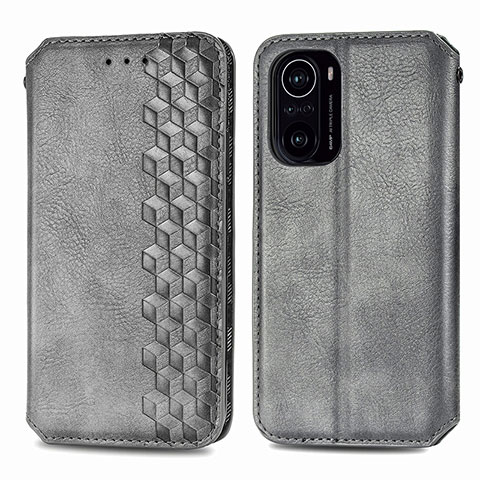 Funda de Cuero Cartera con Soporte Carcasa S01D para Xiaomi Redmi K40 5G Gris