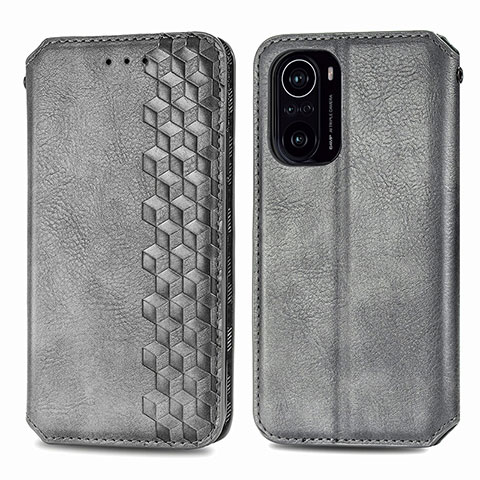 Funda de Cuero Cartera con Soporte Carcasa S01D para Xiaomi Redmi K40 Pro+ Plus 5G Gris