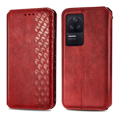 Funda de Cuero Cartera con Soporte Carcasa S01D para Xiaomi Redmi K40S 5G Rojo