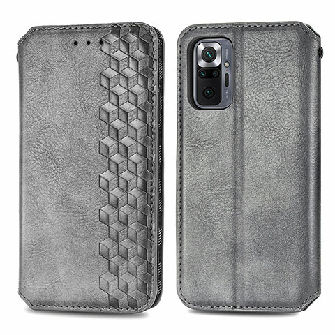 Funda de Cuero Cartera con Soporte Carcasa S01D para Xiaomi Redmi Note 10 Pro 4G Gris