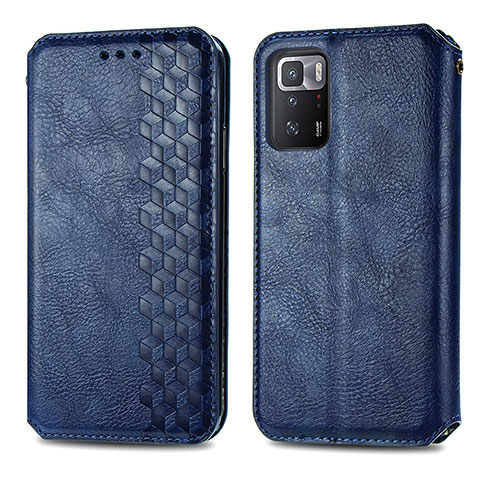 Funda de Cuero Cartera con Soporte Carcasa S01D para Xiaomi Redmi Note 10 Pro 5G Azul