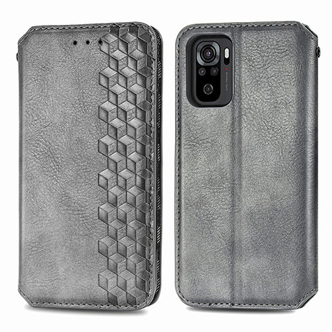 Funda de Cuero Cartera con Soporte Carcasa S01D para Xiaomi Redmi Note 10S 4G Gris